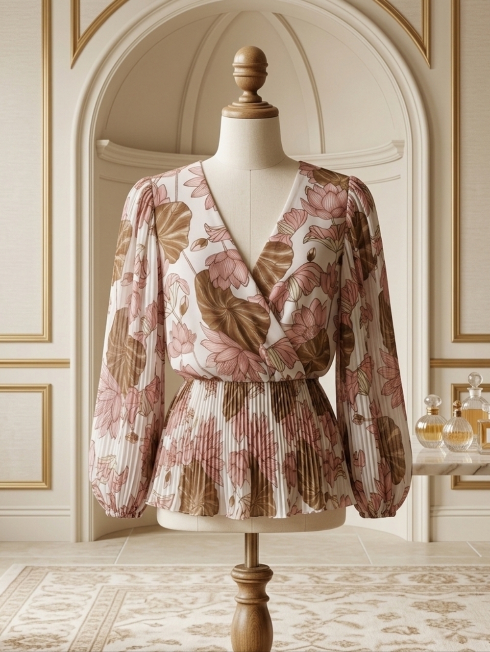 Salo la fille Poofy Peplum Elastic Fitted Waist Floral Blouse Size Small
